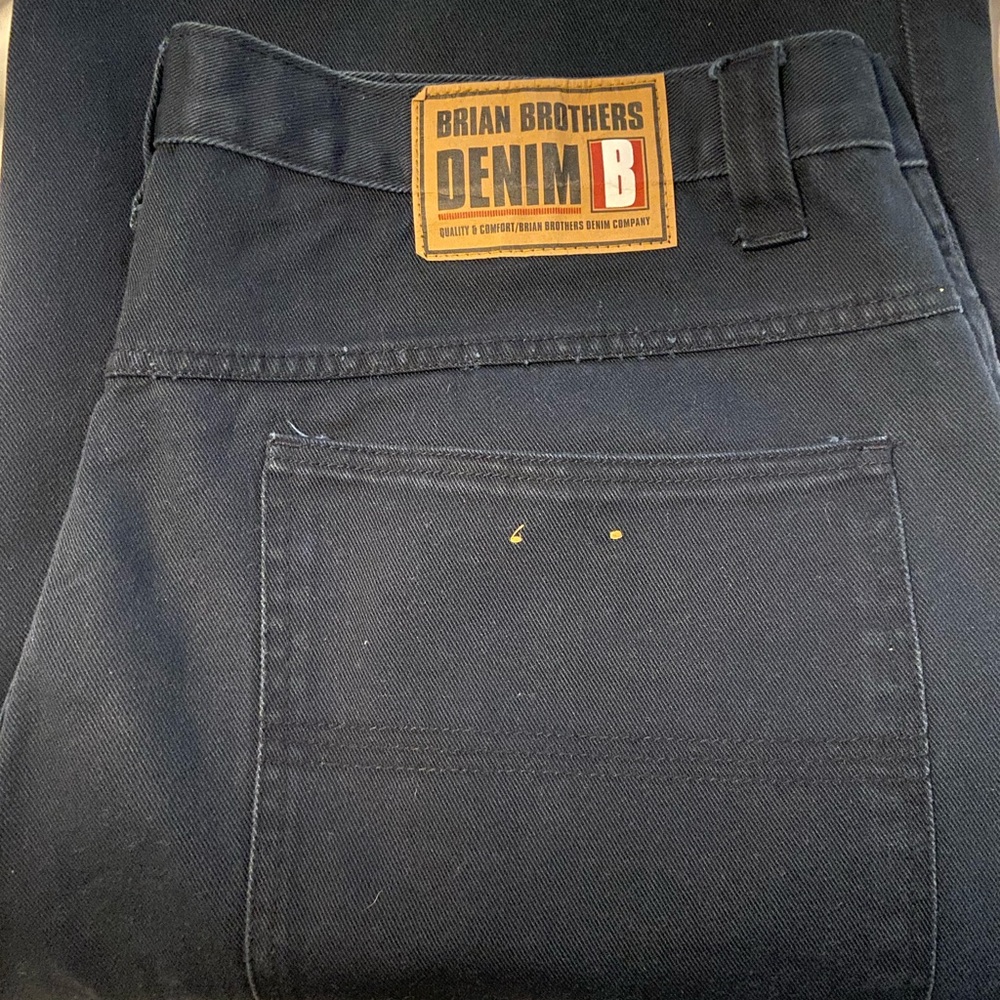 Black Classic Denim Jeans Shorts with Leather Patch 48X14 NWOT